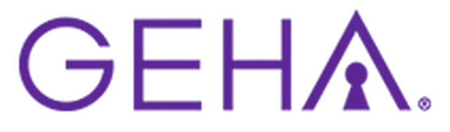 The GEHA logo in bold purple text with a keyhole symbol integrated into the letter "A" - Dentist University Place WA The GEHA logo in bold purple text with a keyhole symbol integrated into the letter "A" - Dentist University Place WA